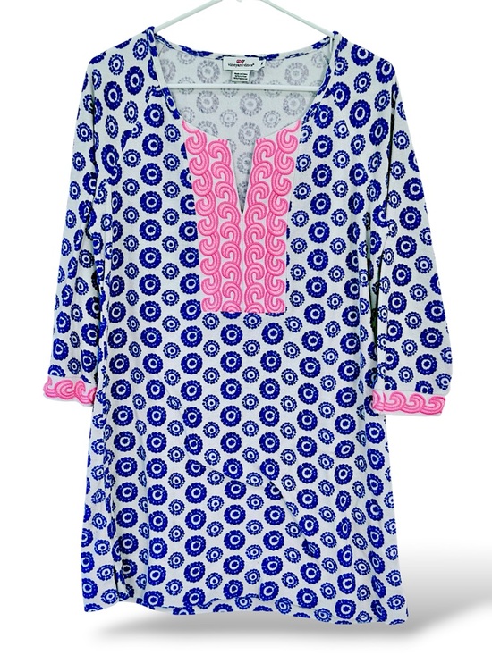 Vineyard Vines Tops - Vineyard Vines White Navy Tunic with Pink Trim terry swim cover